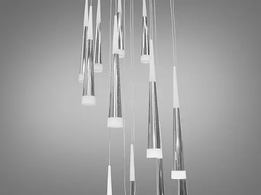 Каскадна світлодіодна люстра для холу потужністю 60W, колір-хром - фото 3