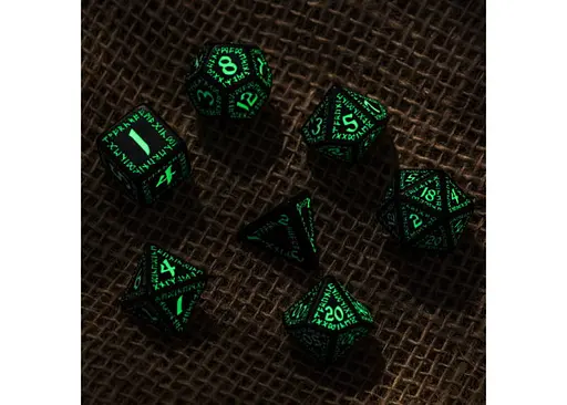 Набір кубиків Runic Black & glow-in-the-dark Dice Set , 7 шт. (SRUN03) - фото 3