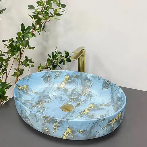 Умивальник VBI Udine marble blue matt накладний VBI-012103, Синий - фото 1