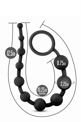 Анальний ланцюжок Anal Adventures Platinum Anal Beads 31.8 см (чорний) - фото 4