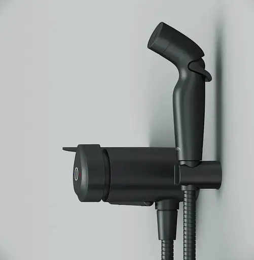 Гігієнічний душ Am.Pm X-Joy із змішувачем та полицею, чорний матовий F0H85A822 - фото 5