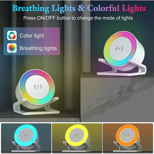 Нічник з Bluetooth-динаміком, 5 режимами освітлення і бездротовим зарядним пристроєм - фото 3