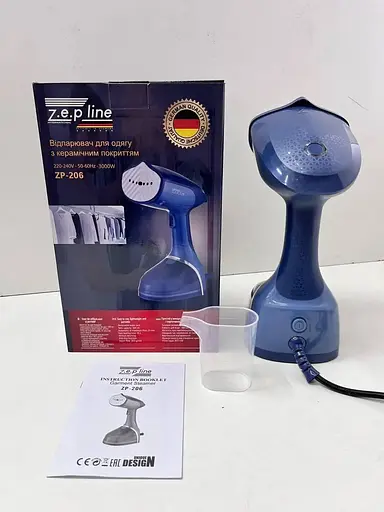 Ручний вертикальний відпарювач Zepline ZP-206 з керамічним покриттям 3000 Вт для одягу 4500 мл Синій - фото 6