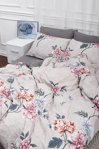 Пододеяльник Moon&Star Бязь Gold Люкс Flowers Gray Полуторный 143x210 см - фото 3
