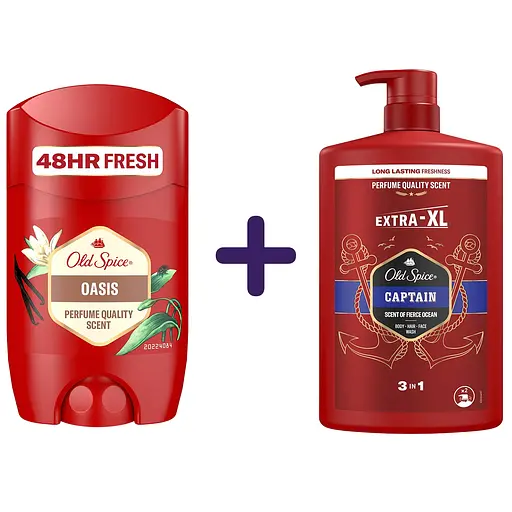 Набір Old Spice : твердий дезодорант Oasis 50 мл + гель для душу та шампунь 3 в 1 Captain 1 л
