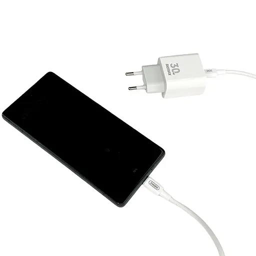 Зарядный адаптер с кабелем Remax быстрая зарядка GaN для Iphone и Samsung с кабелем RP-U71 30Вт White Type-C-Type-C - фото 5