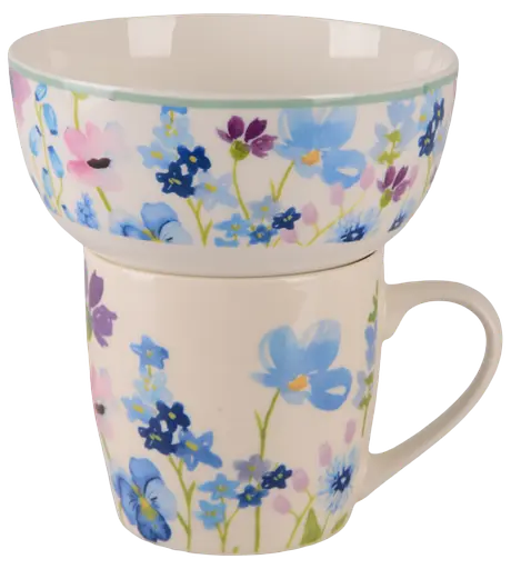 Набір для сніданку Limited Edition Flowers Blue, 2 предмети - фото 1