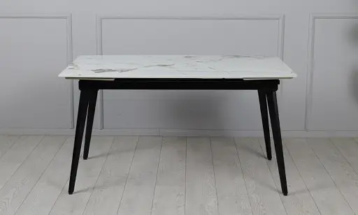 Стол Prestol Люкс белый глянец 1400/2000х900х760 черные ноги - фото 5