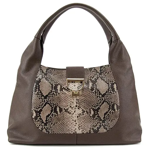 Жіноча містка шкіряна сумка на плече із вставкою рептилія Tavinchi CH-555DB-R