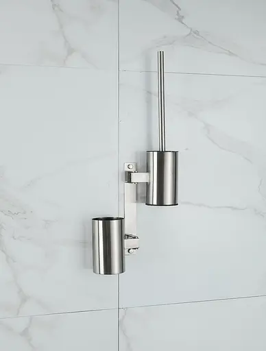 Поворотний настінний йоржик Frap F30410-1 з тримачем для миючого, Нержавіюча сталь - фото 2