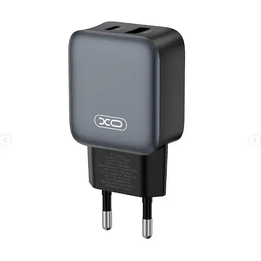 Мережевий зарядний пристрій XO L154 EU PD20W/QC18W(1A1C) fast charger Чорний - фото 1