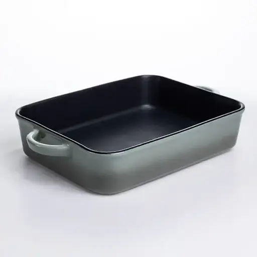 Форма для випікання Yiwu порцелянова з ручками 29.5х23.5х6.5 см посуд для духовки запікання кухонний прямокутний чорний KS-624 - фото 3