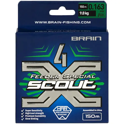 Шнур Brain Scout 4X 150 м (deep green) 0.163 мм 9.8 кг - фото 2