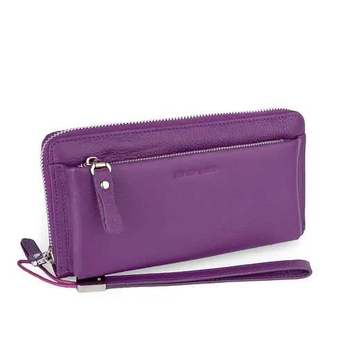 Гаманець-клатч жіночий шкіряний De Esse LC14238-GD146 з ручкою фіолетовий - фото 1