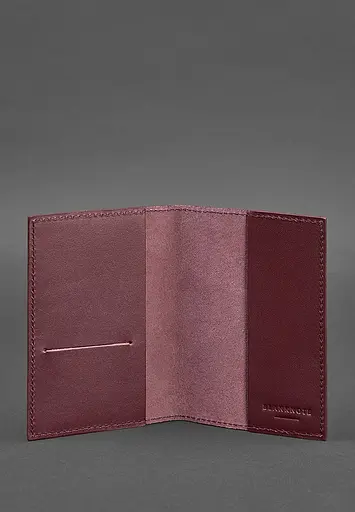 Кожаная обложка для паспорта и военного билета 1.2 бордовая Краст - фото 4