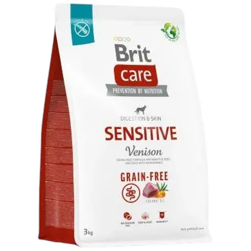 Сухой корм Brit Care Dog Grain-free Sensitive для собак с чувствительным пищеварением, беззерновой с олениной, 3 кг - фото 1