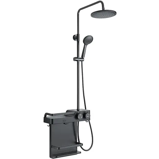 Душова система зовнішнього монтажу Nett для душу з полицею графіт SGr-33, Графіт - фото 1