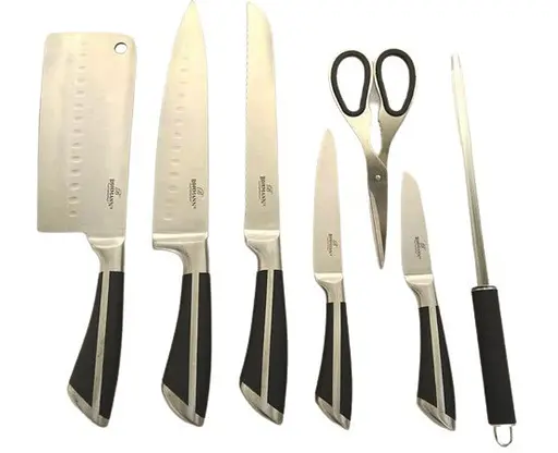 Набор ножей для кухни Bohmann BH-8001-08 из нержавеющей стали с подставкой 8 предметов Черный - фото 2
