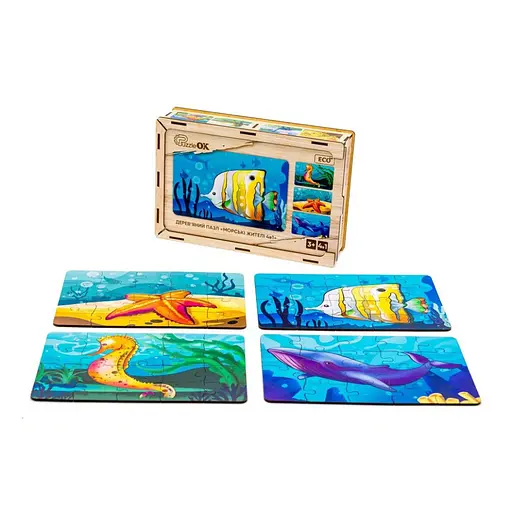 Детский деревянный пазл Морские жители 4 в 1 PuzzleOK Puz-57896, 80 элементов - фото 4