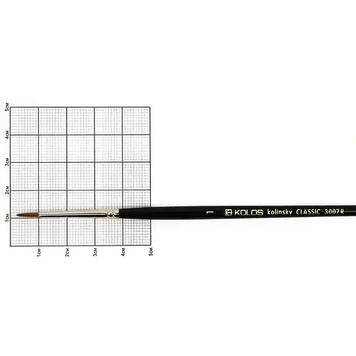 Пензель колонок круглий Classic 3007R №1 коротка ручка Kolos