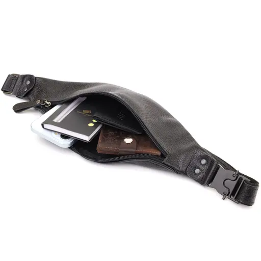 Зручна сумка бананка для чоловіків із зернистої натуральної шкіри SHVIGEL 29х11х4,5 см sum0027426 - фото 17