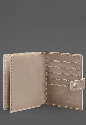 Кожаная обложка-портмоне на паспорт с гербом Украины 25.1 Светло-бежевая - фото 5