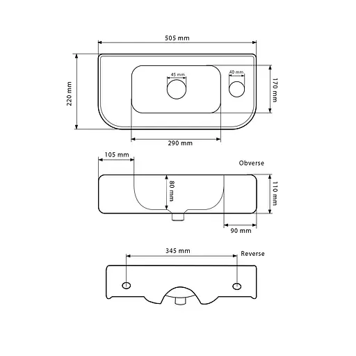Умивальник VBI Aprilia L white підвісний VBI-015608, Білий - фото 2