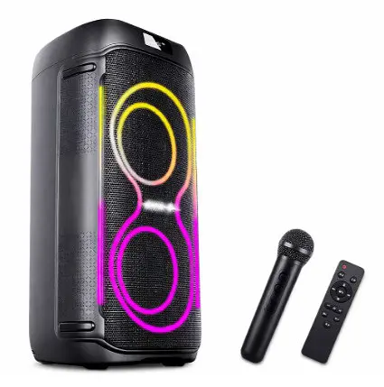 Портативна колонка ZXX-5509 з мікрофоном караоке RGB підсвічування пульт TWS/FM/USB Чорний - фото 1