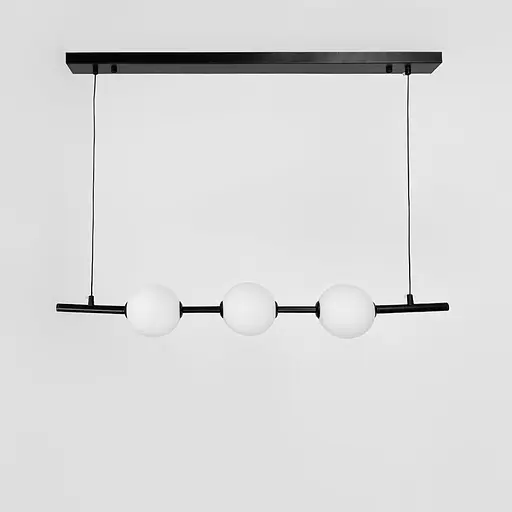 Удлиненная черная люстра с 3-мя акриловыми шариками | Ст. 910B/3 BK | Line F - фото 5