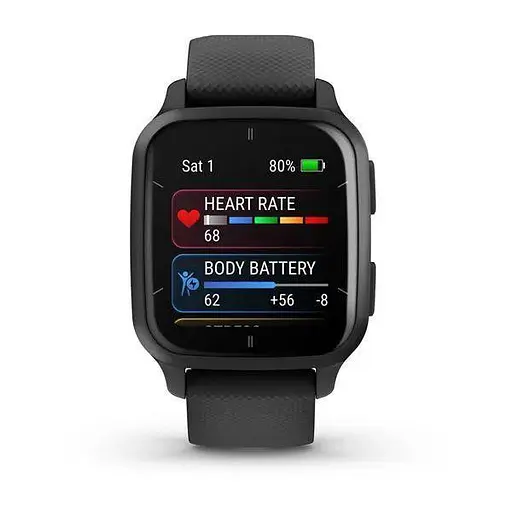 Смарт-годинник Garmin Venu Sq 2 - Music Edition Slate Aluminum Bezel with Black Case and Silicone Band (010-02700-00/10) - фото 2