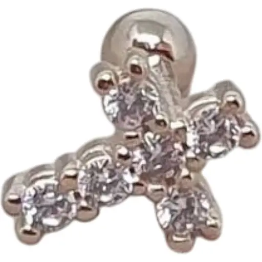 Золота сережка для пірсингу хелікса Ірій Хрестик з фіанітами. З40102ШТ