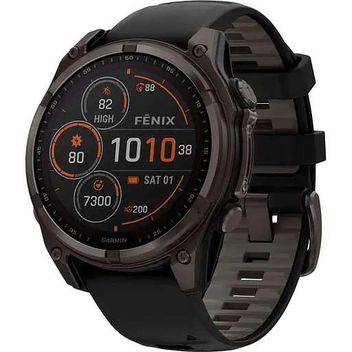 Смарт-годинник Garmin Fenix 8 Solar Sapphire 47mm Carbon Gray DLC Titanium with Black/Pebble Gray Silicone Band (010-02906-11) [115067] - фото 1