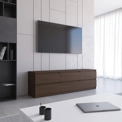 Тумба під телевізор Vays R-12, 6 шухляд без ручок, ЛДСП, 180×40×53 см - фото 6