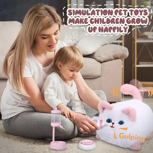 Интерактивная мягкая игрушка AiDA Smart Blinking Cat бело-розовая (AD54081) - фото 18