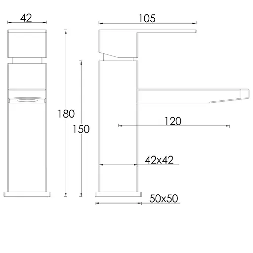 Змішувач для умивальника Globus Lux KUBUS SKU-101 нержавійка для ванної кімнати з елегантним дизайном - фото 2