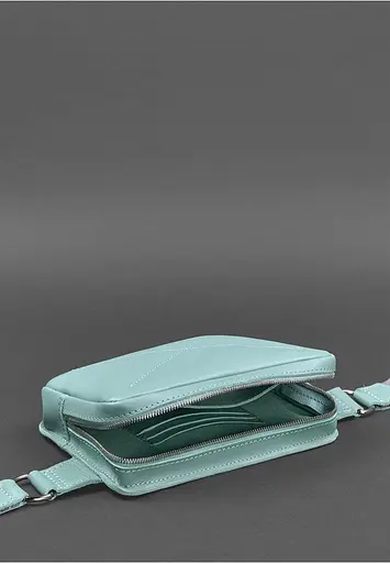 Шкіряна жіноча поясна сумка Dropbag Mini бірюзова - фото 5