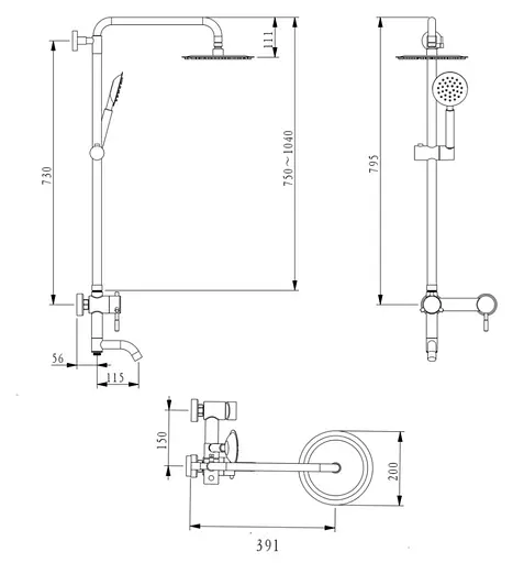 Душевая система универсальная Brinex Pure 1030, Nickel (k35) BRIPUR1030NKL - фото 11