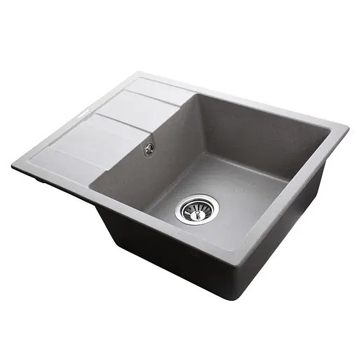 Гранітна мийка Globus Lux One сірий камiнь 650x500мм-А0005 000022390, Сірий - фото 4