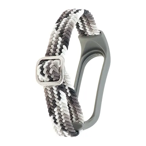 Ремешок Braided Buckle Enhanced Mi Band 3/4/5/6/7 Серый Белый - фото 2