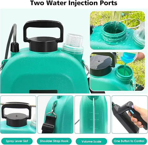 Акумуляторний обприскувач 5 л, вдосконалений електричний обприскувач з 3 насадками розпилювачами, ручкою з можливістю підзарядки - фото 6