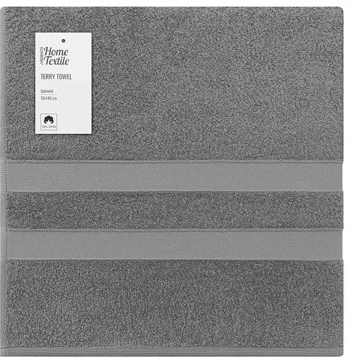 Рушник махровий Ardesto Splendid 70х140 см 100% бавовна сірий (ART2370GR)  - фото 1