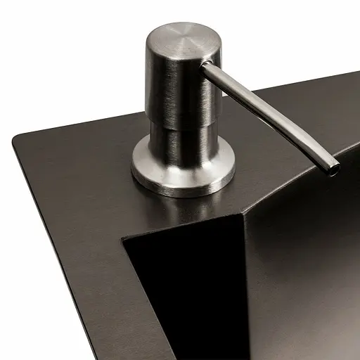 Кухонная мойка 75x46 PVD черная с подставкой для ножей Platinum Handmade HSB (квадратный сифон 3,0/1), Черный - фото 7