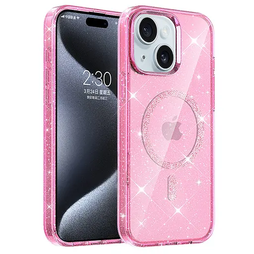 Чохол Epik TPU Eclipse Sparkle MagFit для Apple iPhone 15, 6.1 Pink