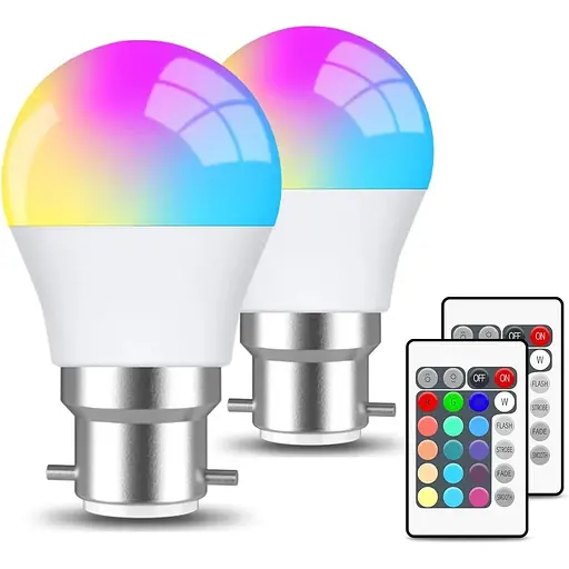Світлодіодні лампи LEDYA Globe B22 зі зміною кольору, лампи з ямою 4W RGB B22 з дистанційним керуванням