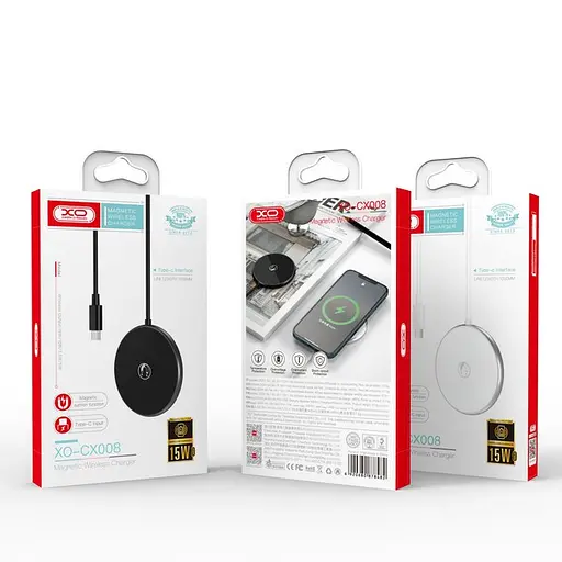 Бездротовий зарядний пристрій XO CX008 Magnetic 15 W білий - фото 3