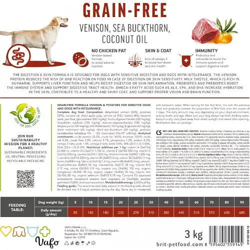 Сухой корм Brit Care Dog Grain-free Sensitive для собак с чувствительным пищеварением, беззерновой с олениной, 3 кг - фото 7