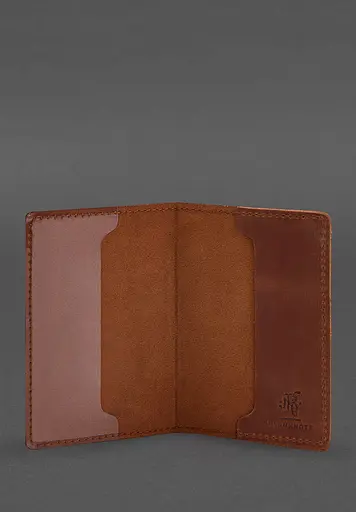 Кожаная обложка для военного билета офицера запаса 8.2 светло-коричневая Crazy Horse - фото 4