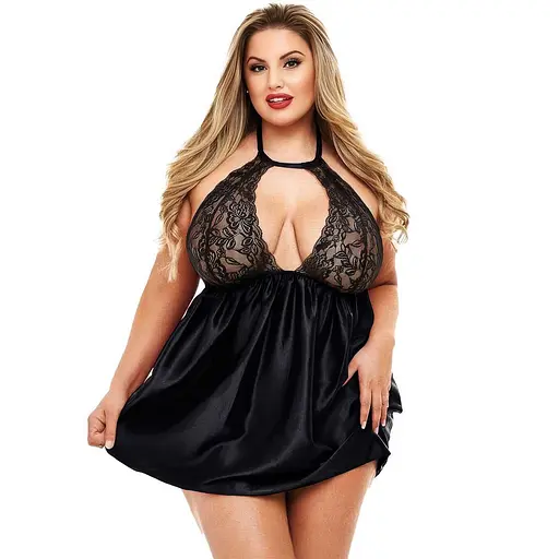 Чорний еротичний комплект великого розміру зі стрингами XL-XXL (50) Чорний - фото 3