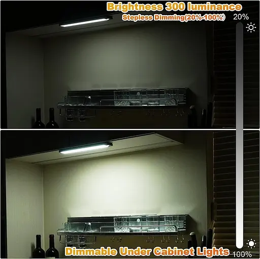 Світильники для шафи MOSTON 2Pack 60LED з димуванням 3 кольори Датчик руху Нічний світ (білий/Натуральний/Тепло освітлення) - фото 4