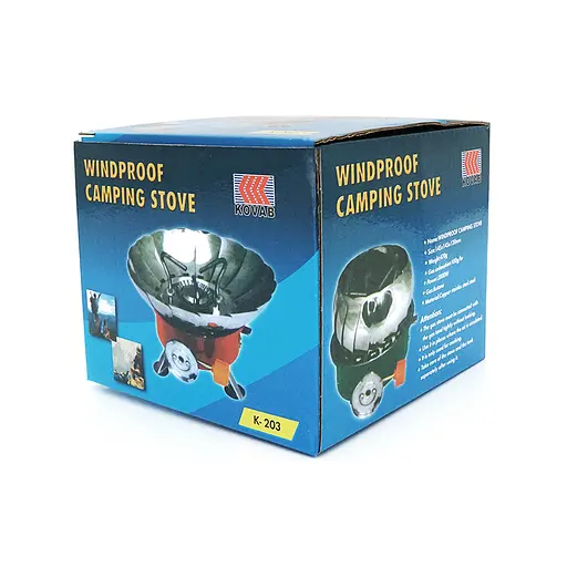 Туристическая газовая горелка Kovab K-205 с пьезоподжигом и защитой от ветра под газовые баллоны бутан и пропан-бутан - фото 2